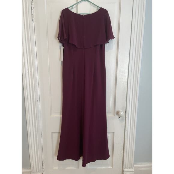 Papell Studio by Adrianna Papell Flutter-Sleeve Crepe Ruffled Gown Women’s Sz 14 - Picture 10 of 10